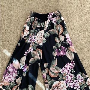 Flowy Floral Black Pants